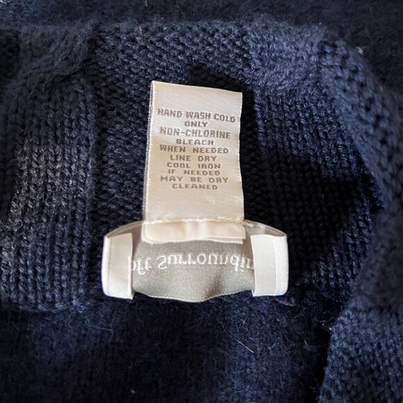 Soft Surroundings Wool Angora Wrap XS Navy Knit Poncho Buttons - Picture 7 of 11